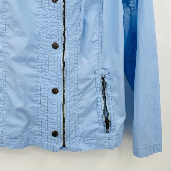 Chico's Size 0 Small Blue Long Sleeve Zip Up Lightweight Utility Jacket Casual - Picture 5 of 9